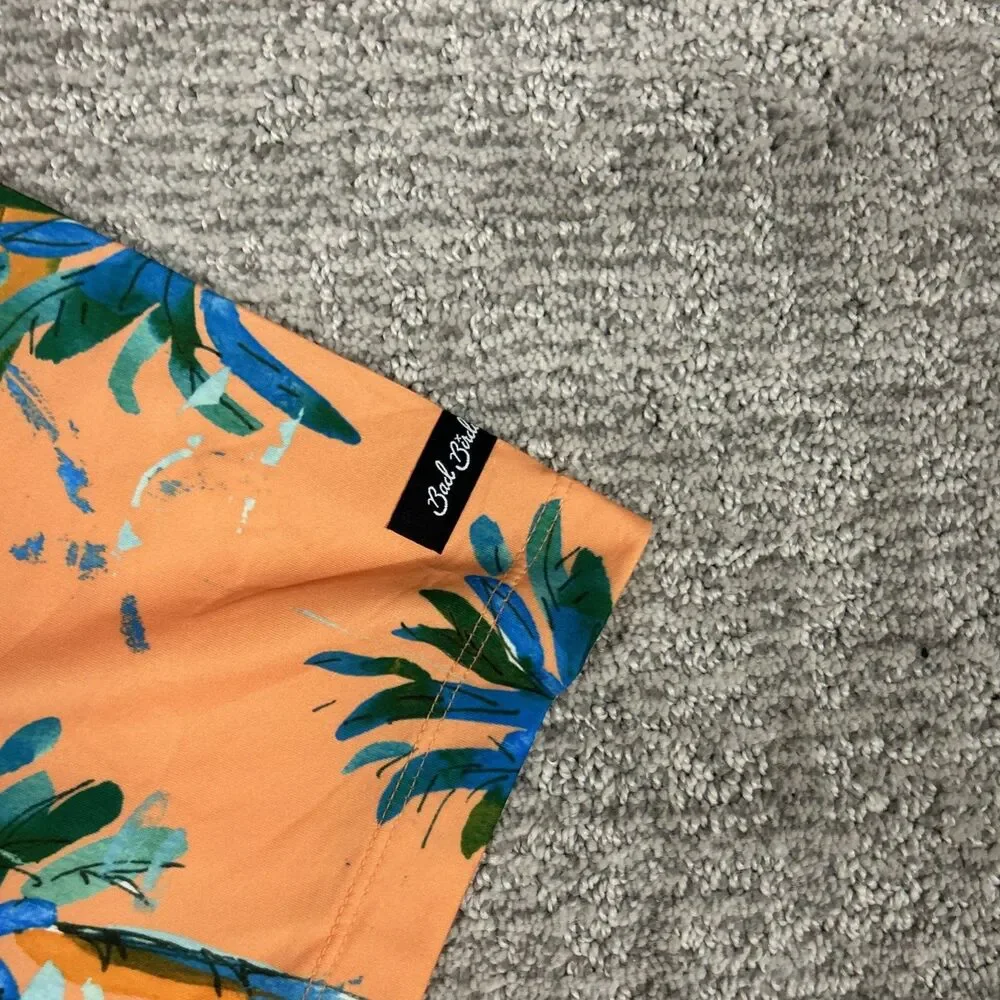 Bad Birdie Polo Shirt Mens Large Orange Golf Performance Stretch Tropical Palm